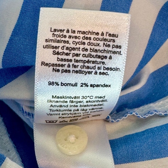 Vineyard Vines Oversized Button Down Shirt Blue White Stripe Long Sleeve Top 10 - Picture 7 of 14